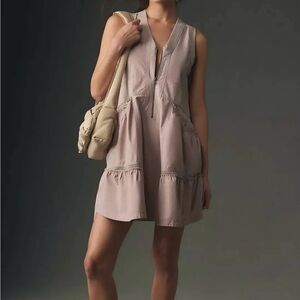 Sleeveless Taupe Dress with V-Neck